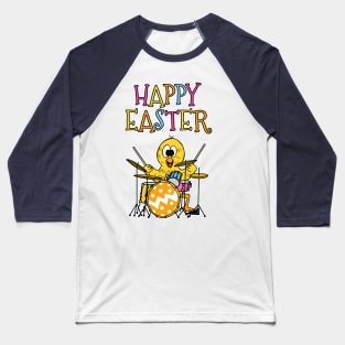 Drummer Easter Chick Playing Drums Baseball T-Shirt